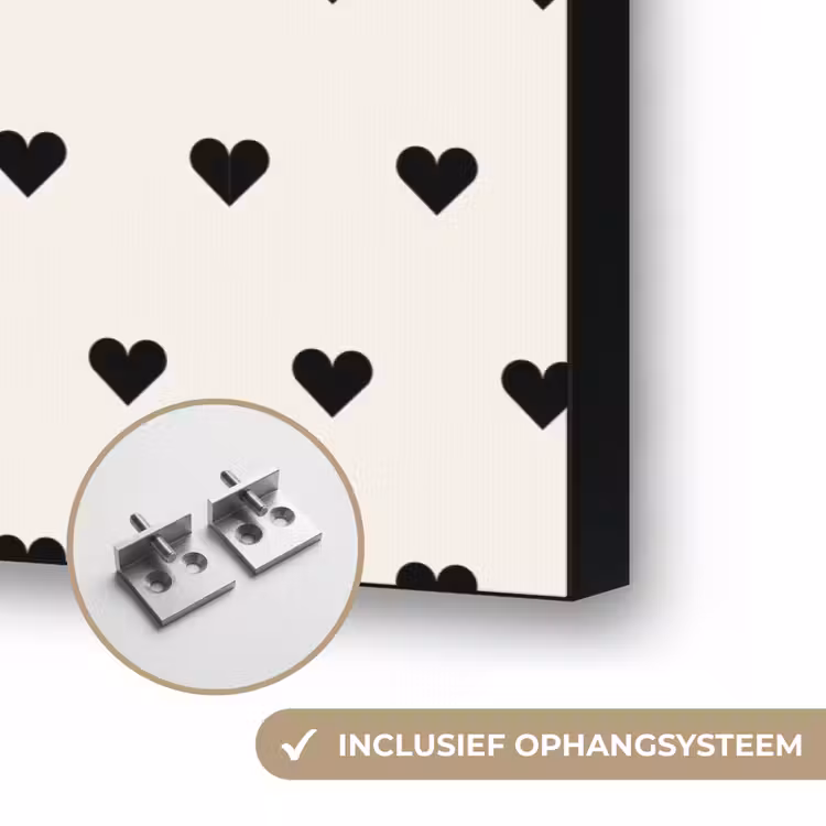 Valentijn - Hart - Wit - Zwart Textielframe zwart klein 947 -USP_ophangsysteemNL