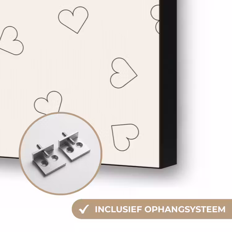 Valentijn - Hart - Wit - Zwart Textielframe zwart klein 947 -USP_ophangsysteemNL