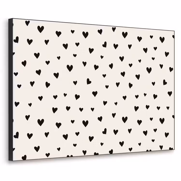 Valentijn - Harten - Zwart - Wit Textielframe - compleet frame klein 947 -3d
