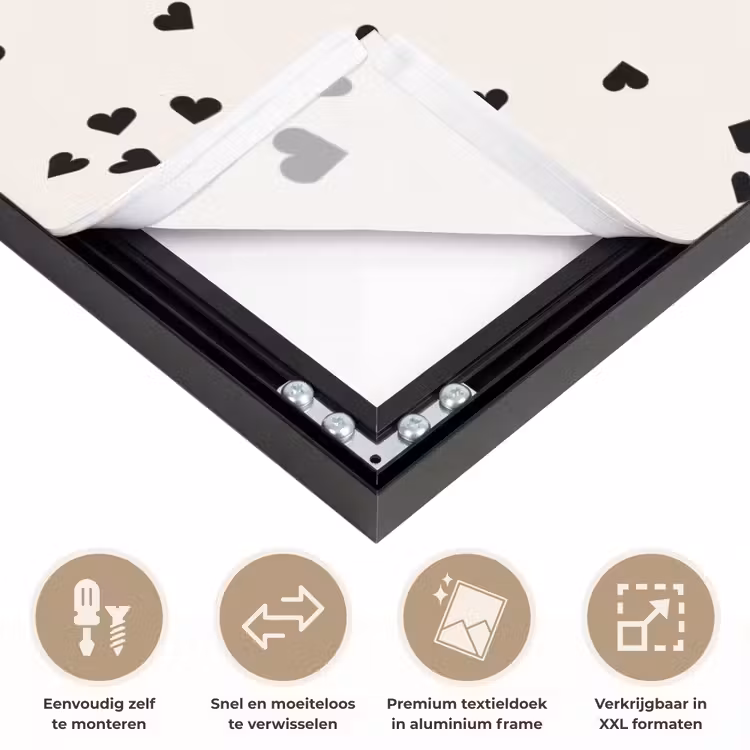 Valentijn - Liefde - Wit - Zwart Textielframe zwart klein 947 -USP_closeupNL