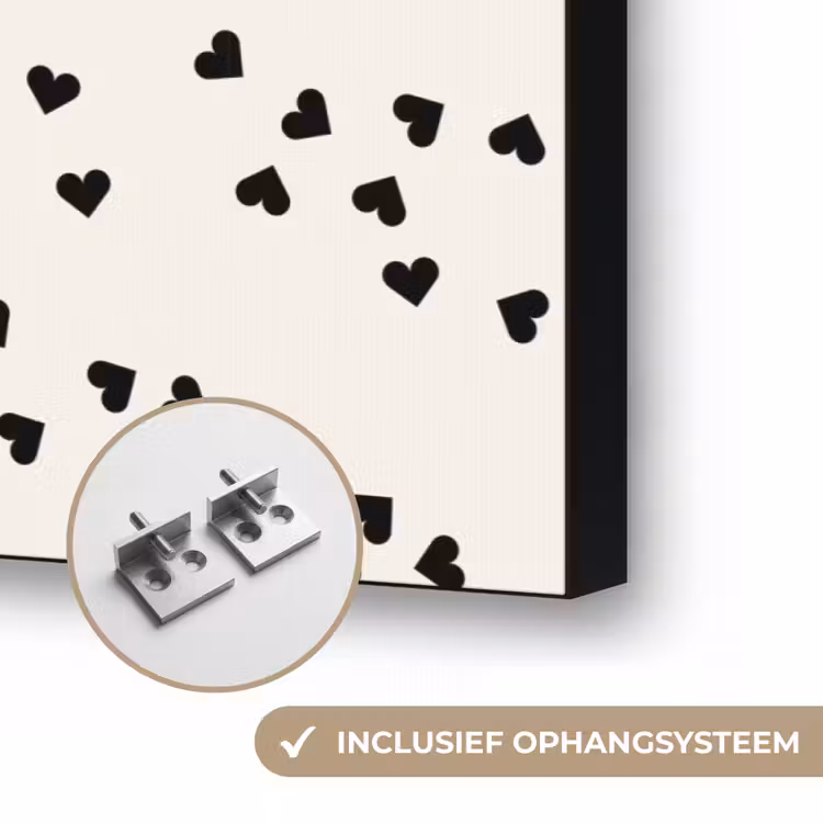 Valentijn - Liefde - Wit - Zwart Textielframe zwart klein 947 -USP_ophangsysteemNL