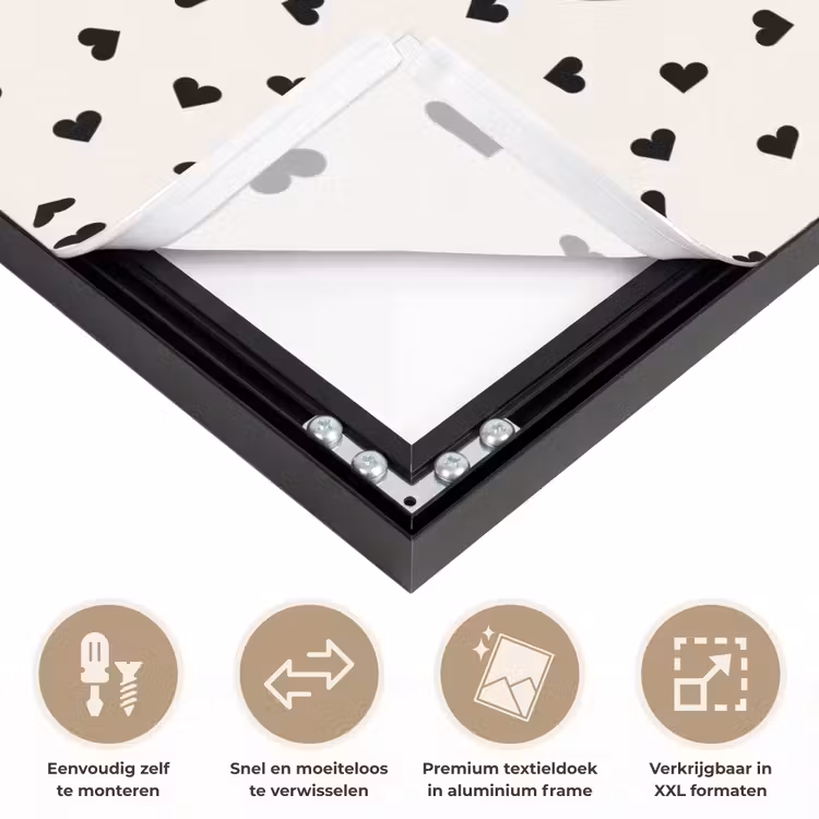 Valentijn - Liefde - Zwart - Wit Textielframe zwart klein 947 -USP_closeupNL