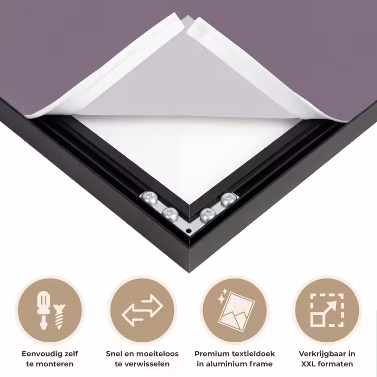 Velvet - Aubergine - Paars Textielframe zwart klein 947 -USP_closeupNL