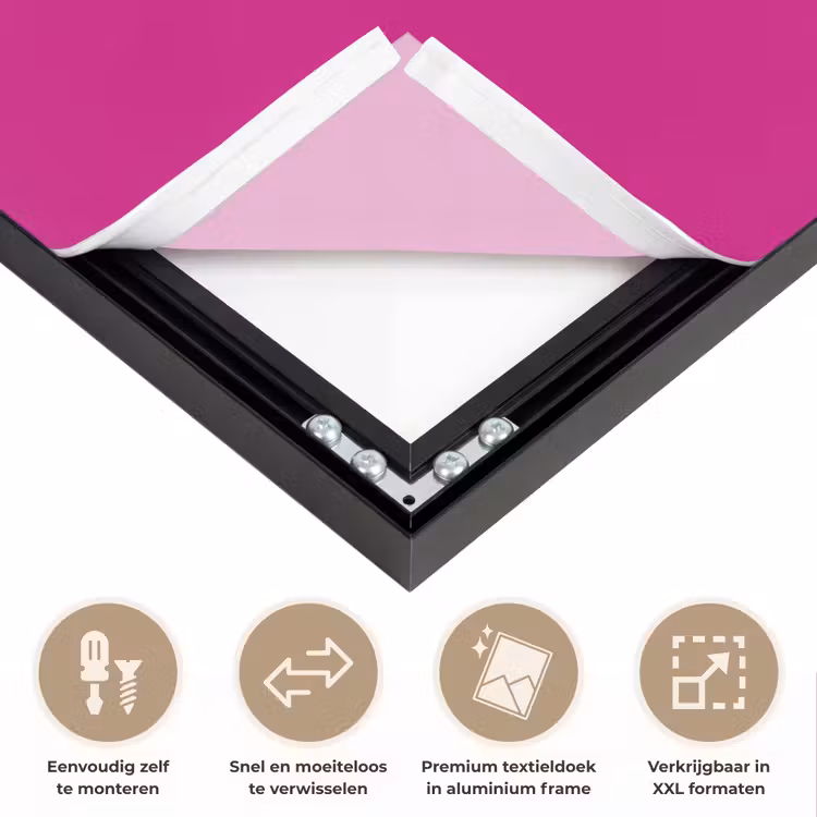 Velvet - Magenta - Roze Textielframe zwart klein 947 -USP_closeupNL