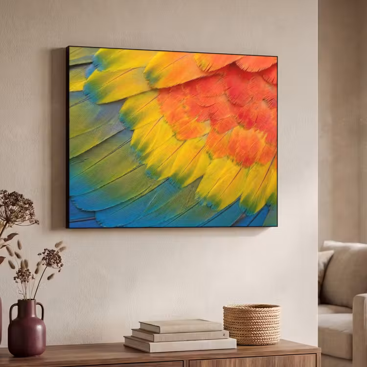 Veren - Ara - Kleurrijk Textielframe zwart klein -sfeer3