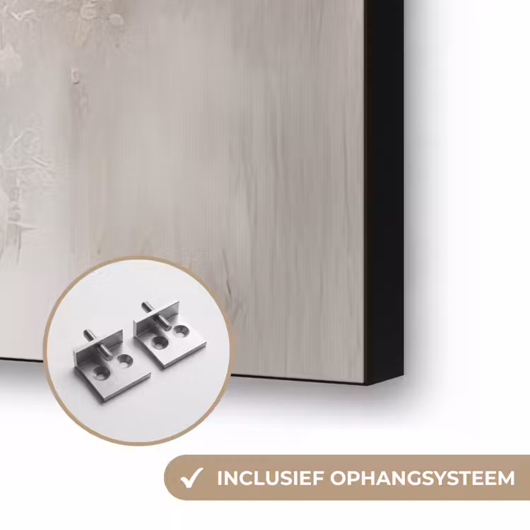Verf - Abstract - Beige - Kunst Textielframe zwart klein -USP_ophangsysteemNL