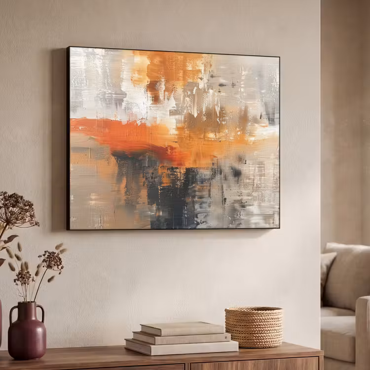 Verf - Patroon - Modern - Kunst Textielframe - compleet frame klein -sfeer3