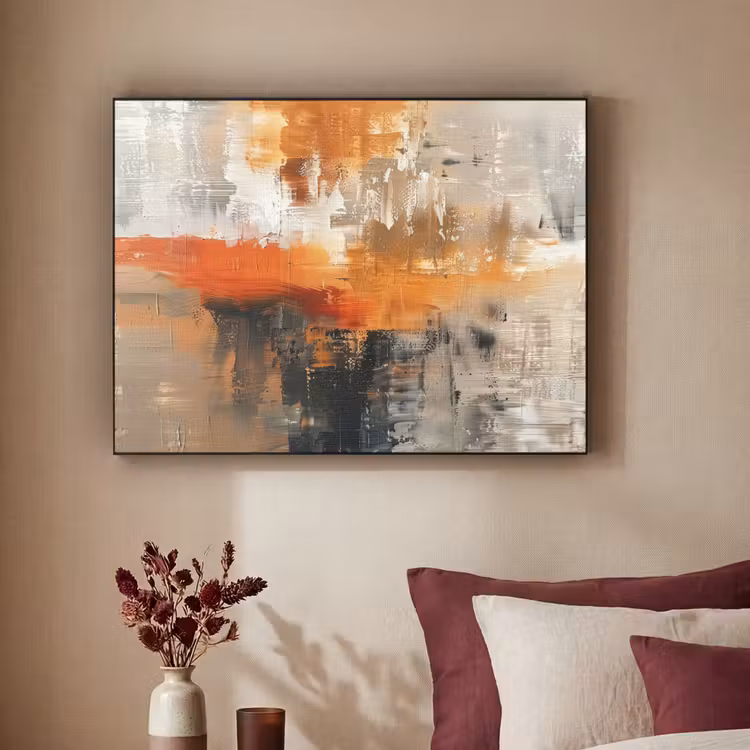 Verf - Patroon - Modern - Kunst Textielframe - compleet frame klein -sfeer1
