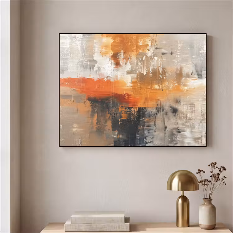 Verf - Patroon - Modern - Kunst Textielframe - compleet frame klein -sfeer2