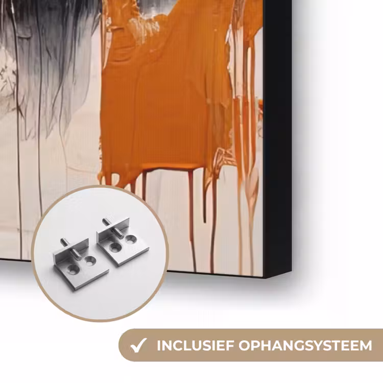 Verf - Roze - Oranje - Abstract - Kunst Textielframe zwart klein -USP_ophangsysteemNL