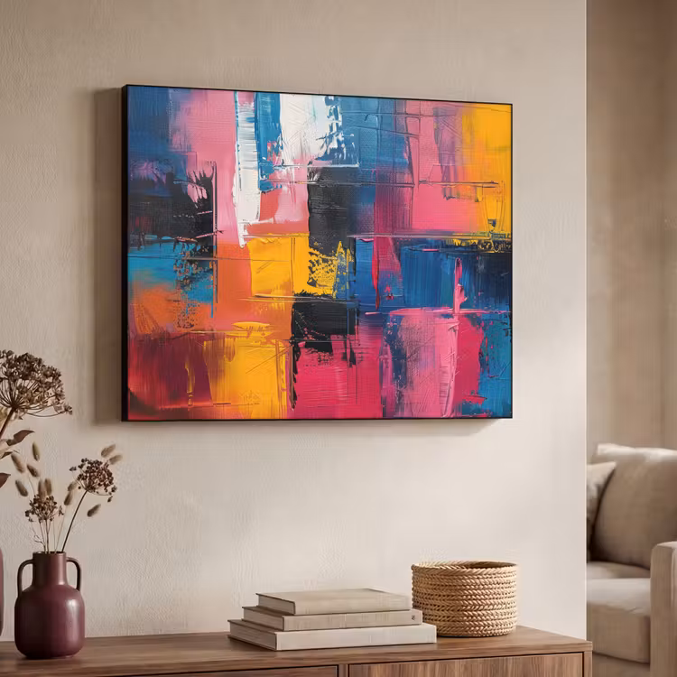 Verflook - Kunst - Modern - Abstract Textielframe - compleet frame klein -sfeer3