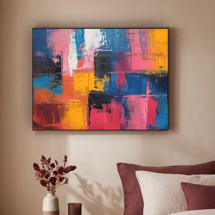 Verflook - Kunst - Modern - Abstract Textielframe - compleet frame klein -sfeer1