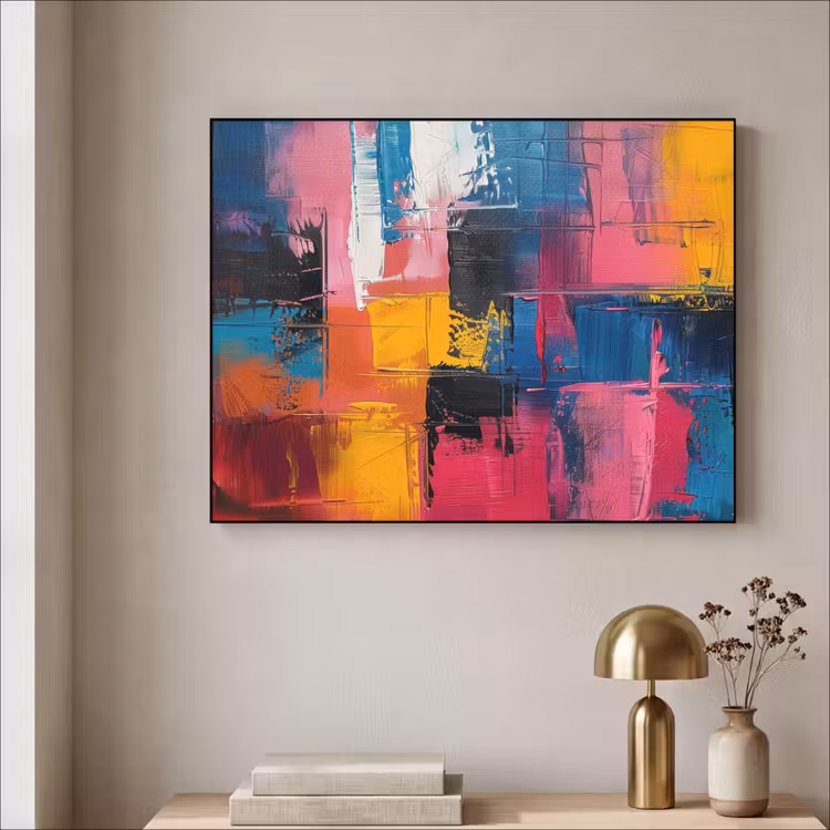 Verflook - Kunst - Modern - Abstract Textielframe zwart klein -sfeer2