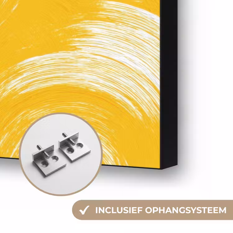 Verfstreken - Abstract - Dynamisch - Geel Textielframe zwart klein 947 -USP_ophangsysteemNL