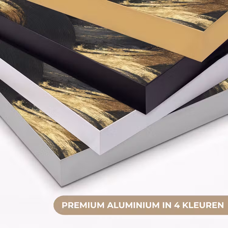 Verfstreken - Abstract - Goud - Zwart Textielframe zwart klein 947 -USP_kleurenNL
