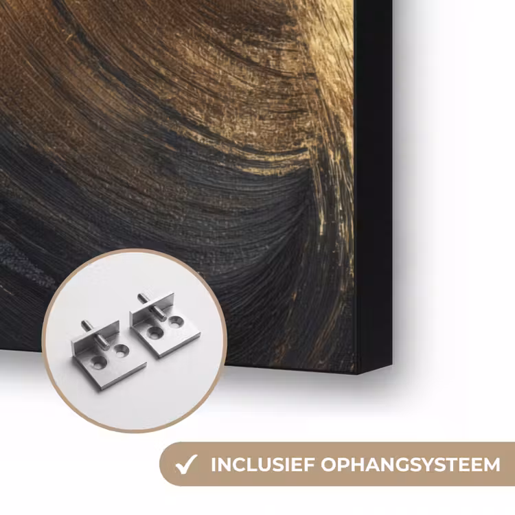 Verfstreken - Abstract - Goud - Zwart Textielframe zwart klein 947 -USP_ophangsysteemNL