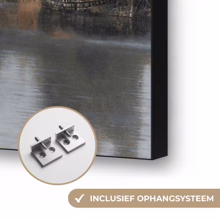 Vermeer - Stad - Oude meesters - Kunst Textielframe zwart klein -USP_ophangsysteemNL