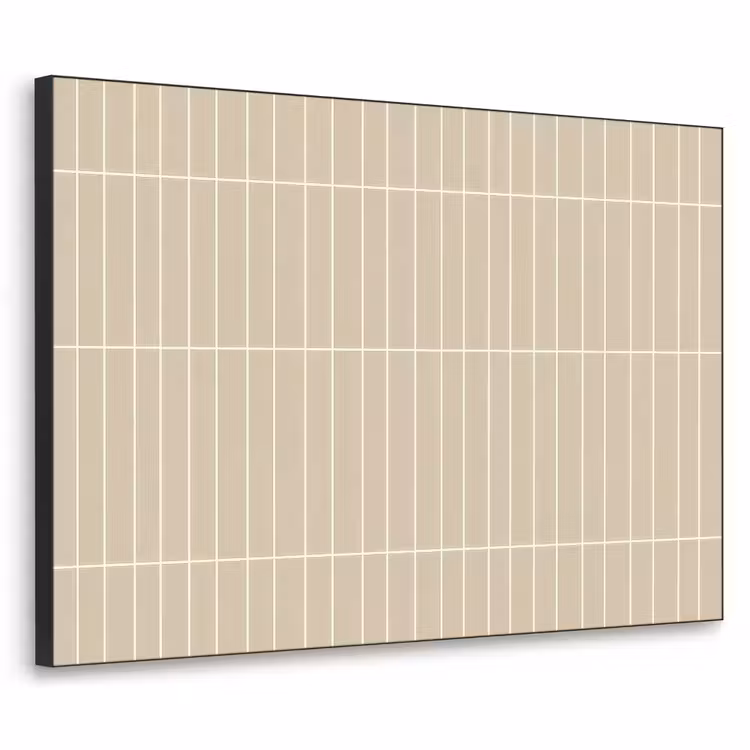 Verticaal - Wandtegel - Crème - Beige Textielframe zwart klein 947 -3d