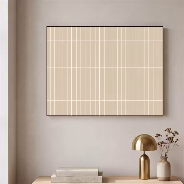 Verticaal - Wandtegel - Crème - Beige Textielframe zwart klein 947 -sfeer2
