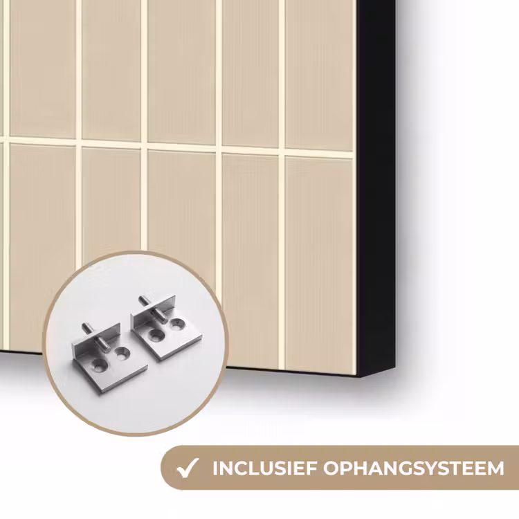 Verticaal - Wandtegel - Crème - Beige Textielframe zwart klein 947 -USP_ophangsysteemNL