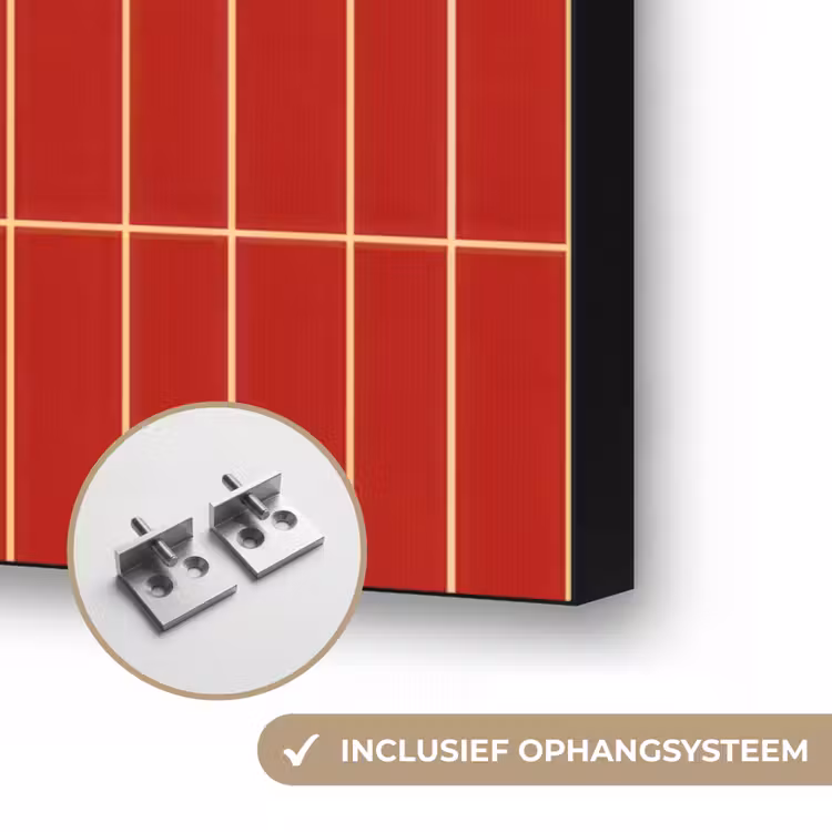 Verticaal - Wandtegel - Helderrood Textielframe zwart klein 947 -USP_ophangsysteemNL