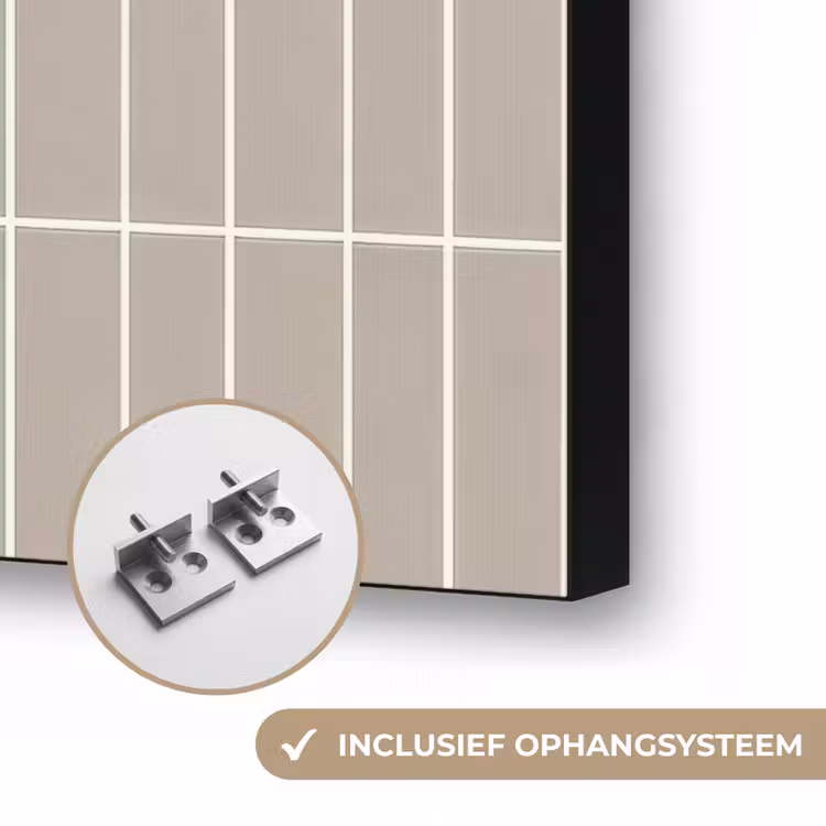 Verticaal - Wandtegel - Licht Beige Textielframe zwart klein 947 -USP_ophangsysteemNL