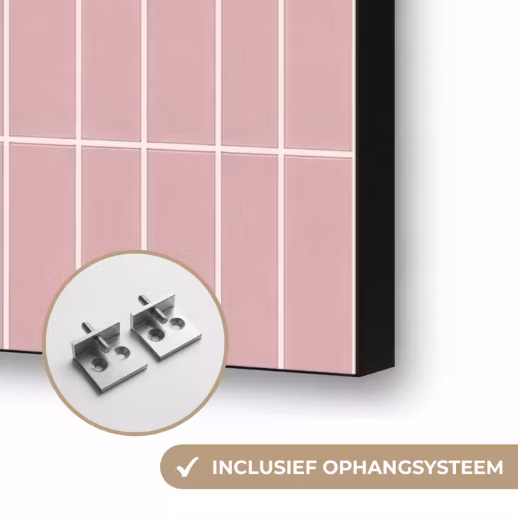 Verticaal - Wandtegel - Lichtroze Textielframe zwart klein 947 -USP_ophangsysteemNL