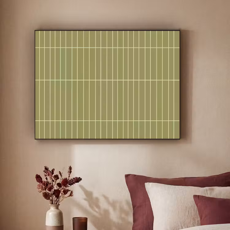 Verticaal - Wandtegel - Olijfgroen Textielframe zwart klein 947 -sfeer1