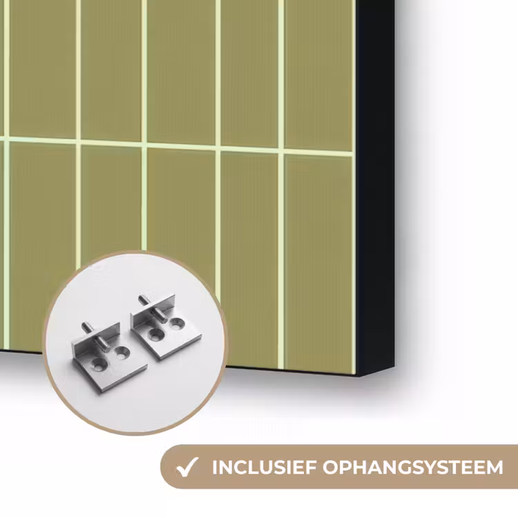 Verticaal - Wandtegel - Olijfgroen Textielframe zwart klein 947 -USP_ophangsysteemNL