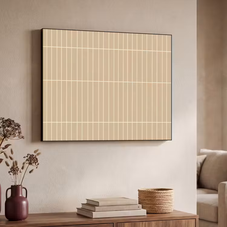 Verticaal - Wandtegel - Zand - Beige Textielframe zwart klein 947 -sfeer3