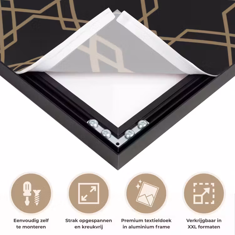 Verweven - Zeshoeken - Zwart - Goud Textielframe zwart klein 947 -USP_feed_closeupNL