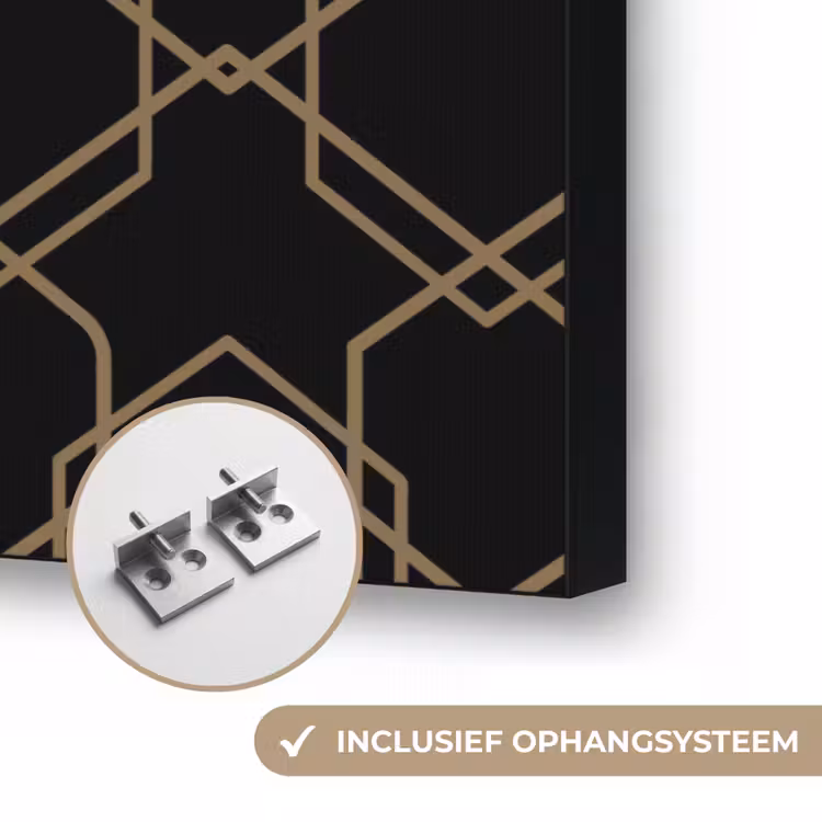 Verweven - Zeshoeken - Zwart - Goud Textielframe zwart klein 947 -USP_ophangsysteemNL