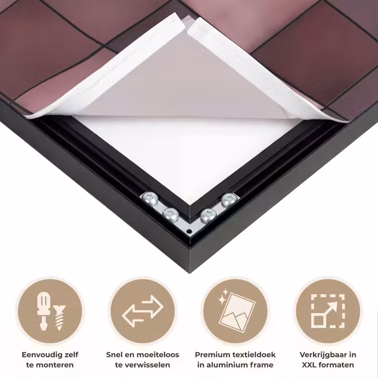 Vierkant - Tegel - Patroon - Paars Textielframe zwart klein 947 -USP_closeupNL