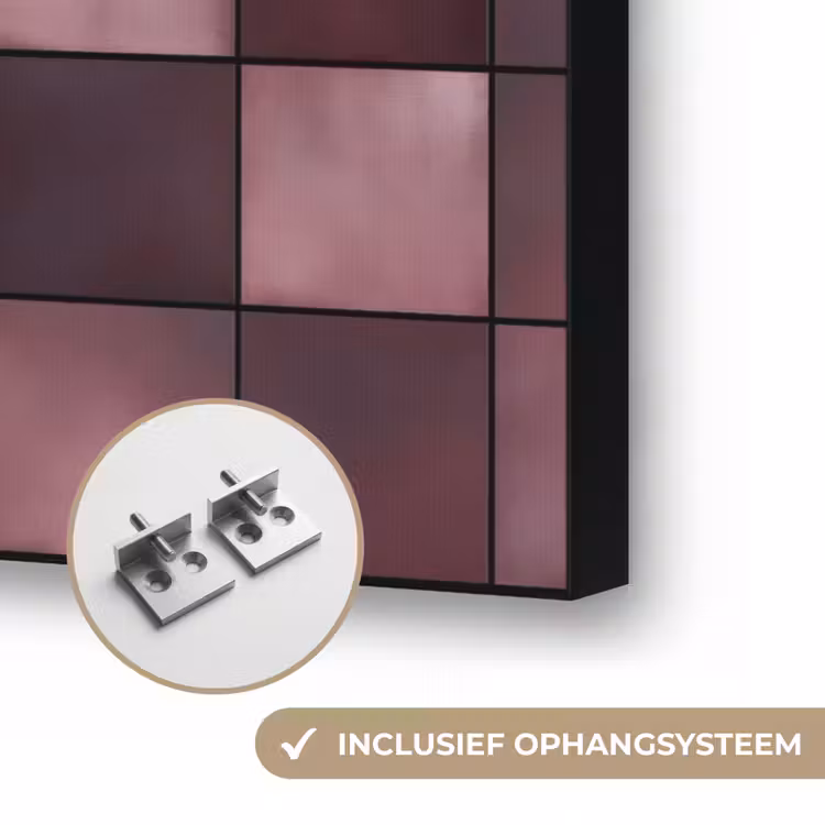 Vierkant - Tegel - Patroon - Paars Textielframe zwart klein 947 -USP_ophangsysteemNL