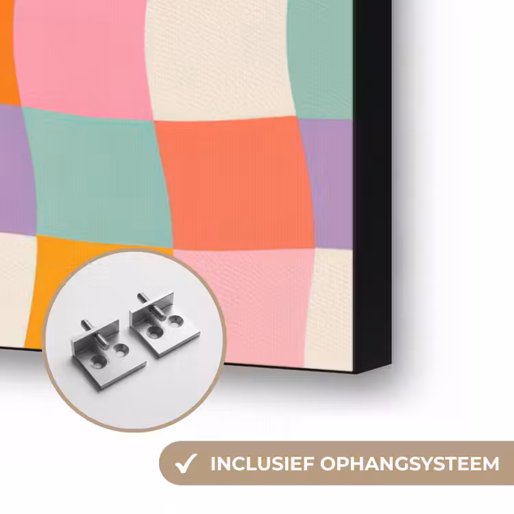 Vierkanten - Kleurrijk - Golvend Textielframe zwart klein -USP_ophangsysteemNL