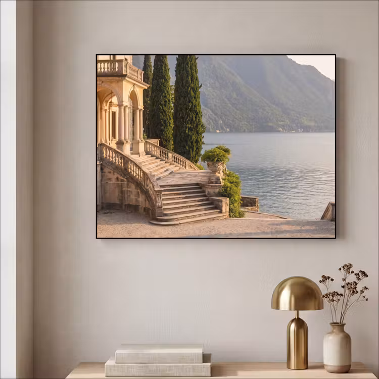 Art frame - Villa - water -trappen - Villa - water -trappen Textielframe zwart klein