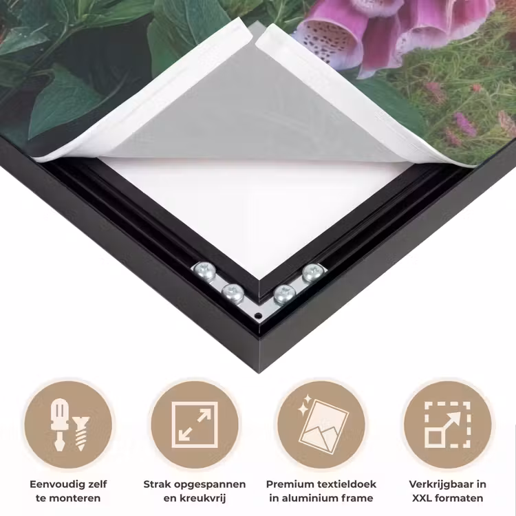 Vingerhoedskruid - Bloemen - Tuin Textielframe zwart klein -USP_feed_closeupNL