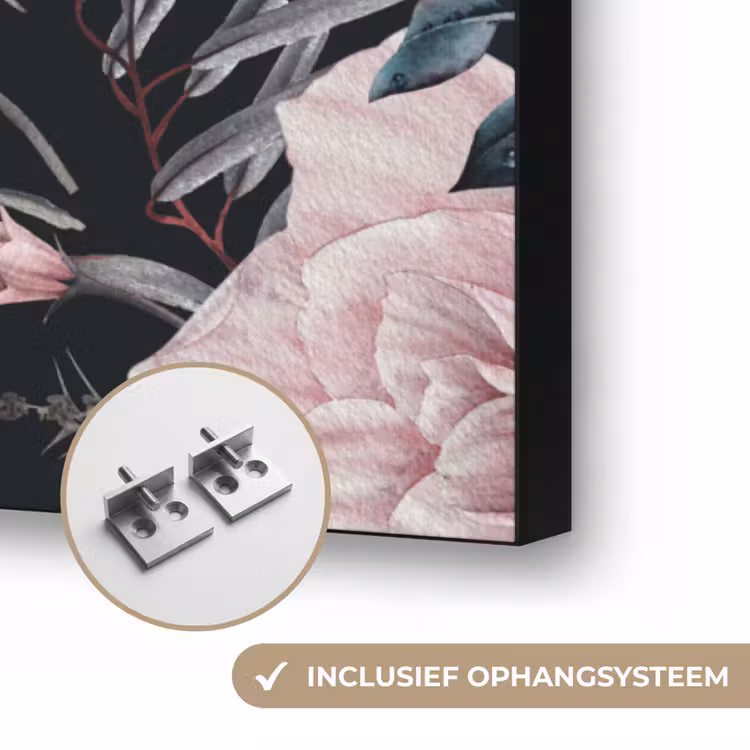Vintage - Rozen - Romantisch - Bloemen Textielframe zwart klein -USP_ophangsysteemNL