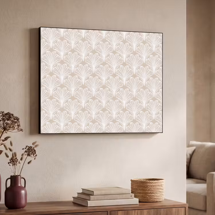 Vintage - Waaier -Crème Textielframe - compleet frame klein 947 -sfeer3