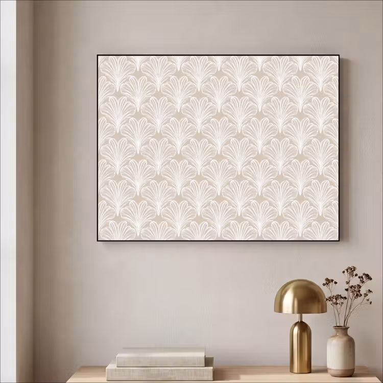 Vintage - Waaier -Crème Textielframe - compleet frame klein 947 -sfeer2