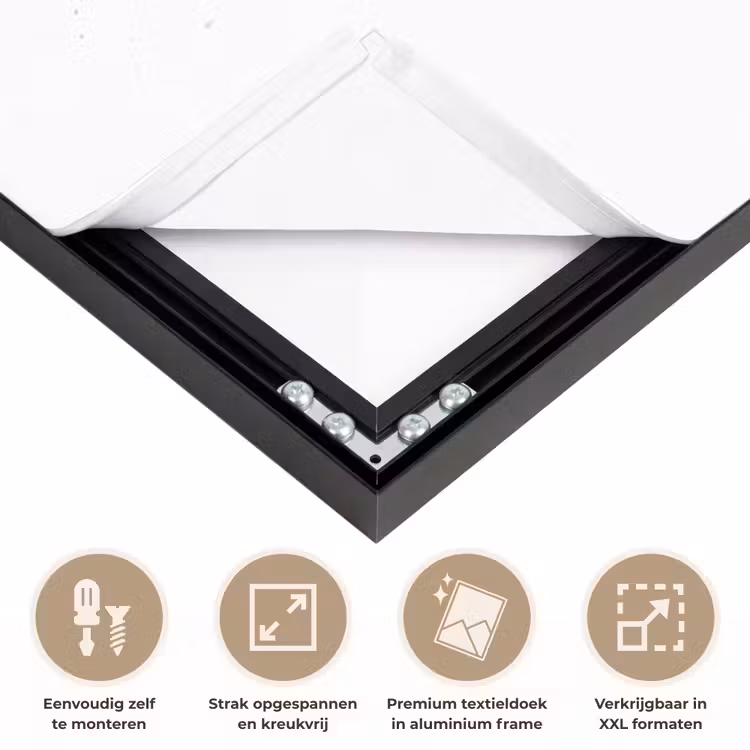 Viool - Oranje - Zwart - Penseelstreken Textielframe zwart klein -USP_feed_closeupNL