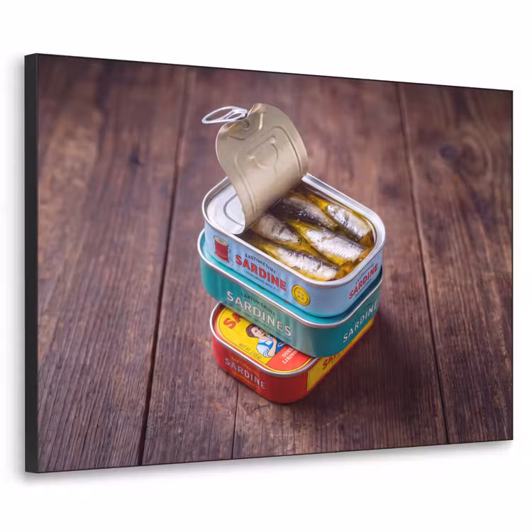 Art frame - Vis - Blikjes - Keuken - Vis - Blikjes - Keuken Textielframe zwart klein