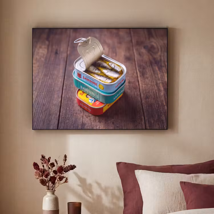 Art frame - Vis - Blikjes - Keuken - Vis - Blikjes - Keuken Textielframe zwart klein