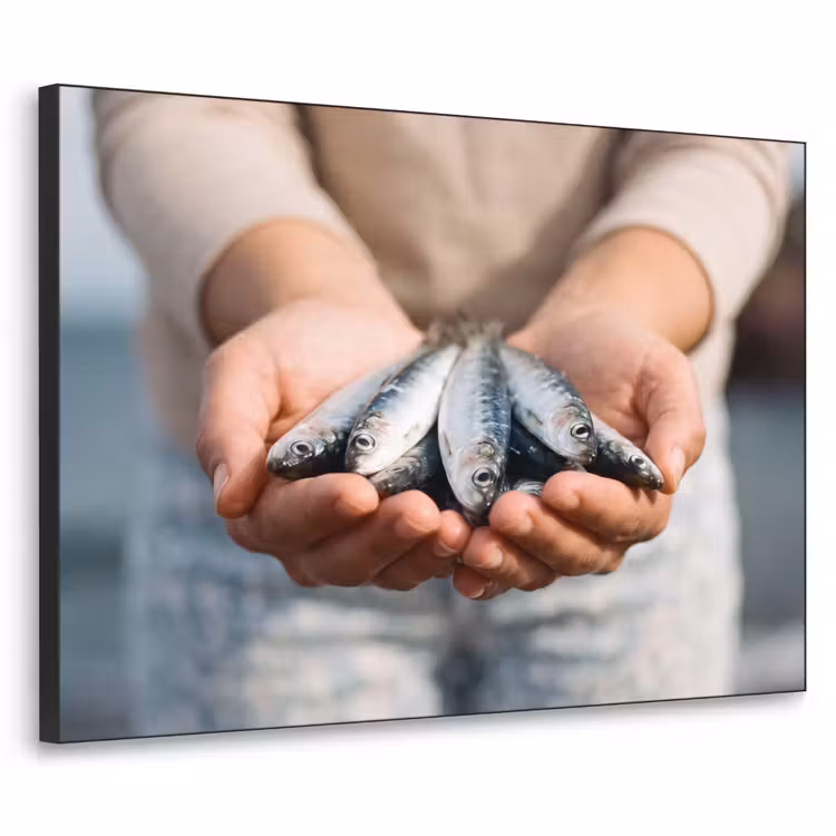 Art frame - Vis - Handen - Natuur - Vis - Handen - Natuur Textielframe zwart klein