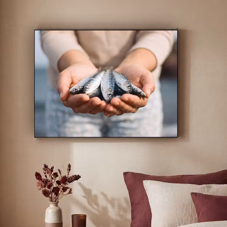 Art frame - Vis - Handen - Natuur - Vis - Handen - Natuur Textielframe zwart klein