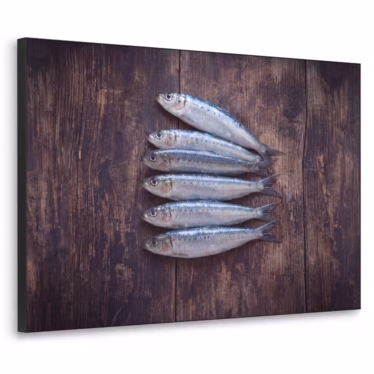 Art frame - Vis - Hout - Eten - Vis - Hout - Eten Textielframe zwart klein