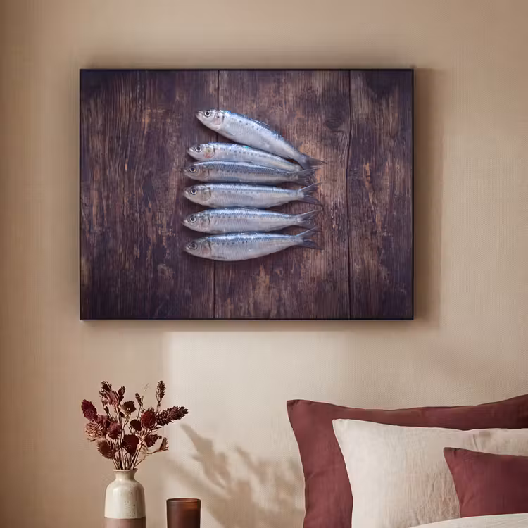 Art frame - Vis - Hout - Eten - Vis - Hout - Eten Textielframe zwart klein