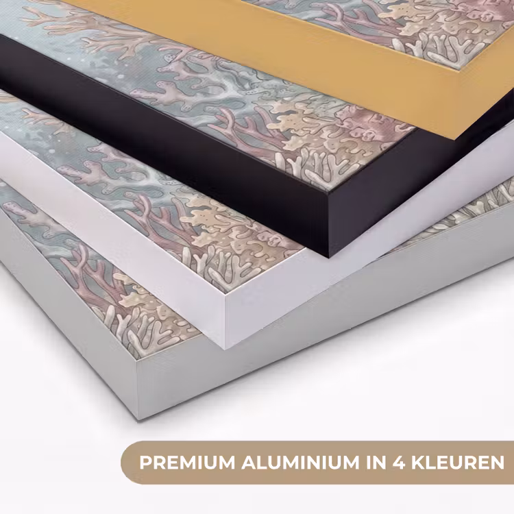 Vis - Koraal - Oceaan - Illustratie - Onderwater Textielframe zwart klein -USP_kleurenNL