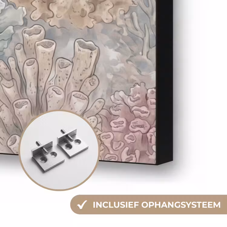 Vis - Koraal - Oceaan - Illustratie - Onderwater Textielframe zwart klein -USP_ophangsysteemNL