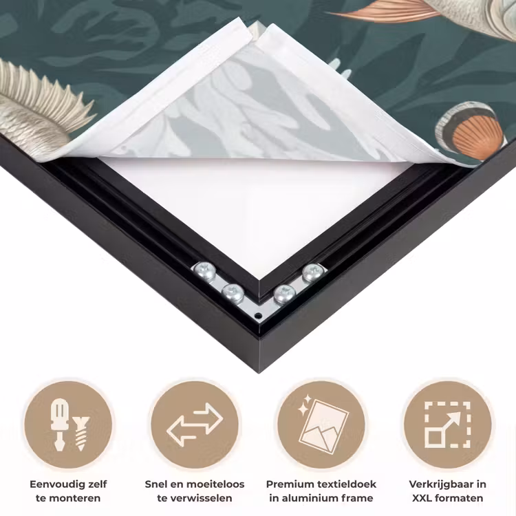 Vis - Koraal - Onderwater - Illustratie Textielframe zwart klein -USP_closeupNL